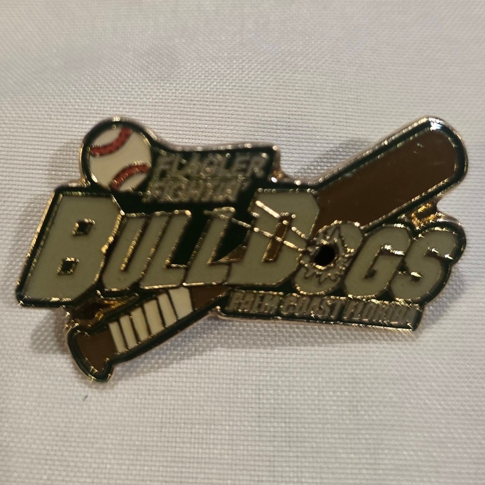 Flagler Bulldogs Baseball Bat and Ball Enamel Lapel Pin‎ Palm Coast Florida